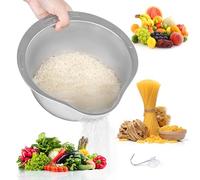 Winter Shore Colador Acero Inoxidable para Lavar Arroz - Escurridor Fregadero con Pico Seguridad Alimentaria - Tazón Cocina para Enjuagar, Limpiar y Escurrir Pasta, Quinoa, Frutas, Verduras, Granos