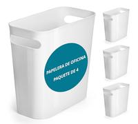 Winter Shore Cubo de Basura Blanco Pequeño de 6 L Blanco (4 Pack) Papelera Pequeña Plástico Delgada con Asas - Dormitorio, Baño, Salón, Debajo del Escritorio, Oficina, Habitaciones Infantiles, Cocina