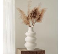 Winter Shore Jarron Ceramica Beige - Jarron Decorativos Modernos de 25 cm con Diseño de Donut Redondo - Jarrón Flores Secas, Pampas, Ramo Fresco para Oficina, Cenas, Centros de Mesa, Fiestas, Bodas