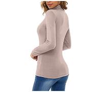 Winter Slim Fashion Tops Shirt Solid Color Langarm High-Neck Casual Bottoming Top Shirt Base Shirt Bluse Schwarz Damen Elegant, beige, M