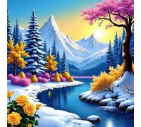 Winter Snow Scenery Jigsaw Puzzle 90 Pieces 30x30cm/12x12inch, Difficult Jigsaw Puzzles for Adults 90, Beautiful Art Work, Great Festive Puzzle Gift for Men/Women