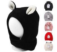 Winter Soft Warm Rabbit Ear Design Puppy Caps, Beanie Dog Hat, Fashion Soft Winter Warm Rabbit Ear Design Puppy Caps, For Large Dogs and Cats.(Black,L)