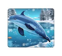Winter The Dolphin - Alfombrilla de mouse cuadrada impermeable con base de goma antideslizante para computadora portátil de oficina, portátil, mouse inalámbrico en casa, oficina, viajes, 10 x 12