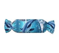 Winter the Dolphin - Almohada cilíndrica con forma de caramelo - Cojín de espalda ajustable para el cuello, almohada de viaje de espuma viscoelástica
