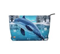 Winter The Dolphin - Bolsa de cosméticos de pana de gran capacidad, impermeable, a la moda, bolsa de almacenamiento de artículos de tocador, Black, Talla única