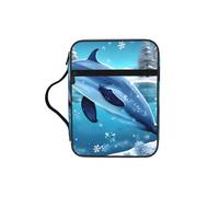 Winter the Dolphin - Bolsa de estudio bíblico con asas, organizador resistente al agua para viajes a la iglesia, soporte para bolígrafo, tablet, bolsillo para diario