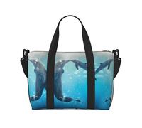 Winter The Dolphin - Bolsa de lona con estampado de delfín, bolsa de hombro portátil, adecuada para fitness, viajes, etc.
