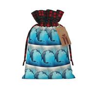 Winter The Dolphin - Bolsa de Navidad con cordón a juego con estampado de delfín con etiqueta de papel kraft de 4.7 x 6.9 pulgadas para Halloween