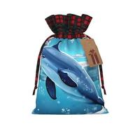 Winter the Dolphin - Bolsas de Navidad con cordón para aperitivos, bolsas reutilizables para regalos navideños, talla M