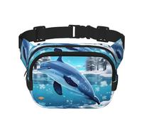 Winter the Dolphin - Bolso cruzado de moda con estampado de delfín, bolsa de cintura de senderismo, bolsa de hombro cuadrada de doble capa para viajes y fitness