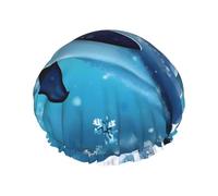 Winter the Dolphin - Gorro de ducha con estampado de delfín, reutilizable, doble capa, transpirable, de secado rápido, perfecto para el hogar, spa, hotel y viajes