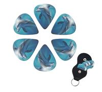 Winter the Dolphin - Juego de 6 púas de celuloide de diferentes grosores con soporte para púas de guitarra, púas de guitarra personalizadas para guitarra acústica, guitarra eléctrica, bajo, ukelele