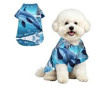 Winter the Dolphin M - Camisa hawaiana para perros pequeños, bonito traje de playa de verano para cachorros, ropa de gato suave y transpirable con botones
