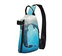 Winter the Dolphin - Mochila cruzada con estampado de delfín para hombres y mujeres, para caminar al aire libre y viajes, Negro -, Talla única
