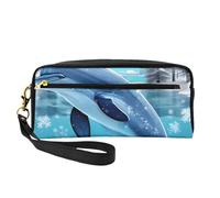 Winter The Dolphin - Neceser pequeño para maquillaje, estuche de doble cara de piel sintética