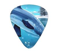 Winter the Dolphin - Púas de guitarra con estampado de delfín, paquete de 12 púas delgadas, medianas y pesadas para guitarra acústica, bajo, guitarra eléctrica
