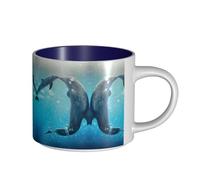 Winter The Dolphin - Tazas de cerámica de gran capacidad, versátiles para café, té, fáciles de sostener, perfectas para espacios de trabajo