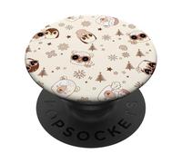 Winter Theme Retro Christmas Groovy Llama Penguins Sheep PopSockets PopGrip Adhesivo