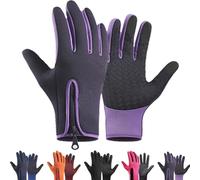 Winter Thermal Gloves Men, Waterproof Windproof Thermal Touchscreen, Non-Slip for Cycling, Driving, Hiking (Purple,X-Large)