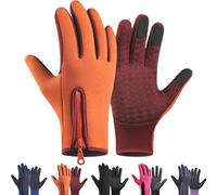 Winter Thermal Gloves Men, Waterproof Windproof Thermal Touchscreen, Non-Slip for Cycling, Driving, Hiking (Orange,X-Large)