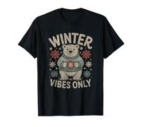 Winter Vibes Oso con Cocoa Snowflakes Cute Christmas Camiseta