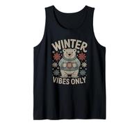 Winter Vibes Oso con Cocoa Snowflakes Cute Christmas Camiseta sin Mangas