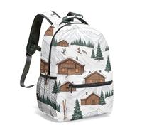 Winter Village - Mochila con estampado de castillo de hielo, 40,6 cm, diseño de torre de reloj de aurora de ensueño con luces parpadeantes, mochila de viaje festiva, 03., L, Casual