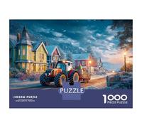 Winter Village Scene 1000 Pcs Cartón Rompecabezas Christmas Tractor Style Imposible, Difícil Juego Creativo Puzzle para Niños Pequeños 38x26cm/1000pcs