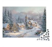 Winter Village Scene Rompecabezas 1000 Piezas - Cozy Christmas Village Style -Juego Familiar Acertijos Adultos Coloridos Ilustrados Regalo Navidad 70x50cm/1000pcs