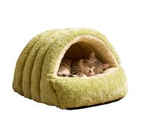 Winter-Warm Cat Dome Bed - Foldable Pet House For Kitten, Small Dogs, Rabbits, Semi-Enclosed Fleece-Lined Indoor Cat Tent | Suitable For Home, Apartment, Living Room, Balcony, Cold Weather, Christmas