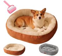 Winter Warm Fuzzy Oval Pet Nest,Thickened Plush Cozy Calming Dog Bed,Soft Luxurious Pet Cave with Anti-Slip Base,All Seasons Washable Dog Mat for for Indoor Cats & Dogs (Coffee, Medium)