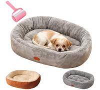 Winter Warm Fuzzy Oval Pet Nest,Thickened Plush Cozy Calming Dog Bed,Soft Luxurious Pet Cave with Anti-Slip Base,All Seasons Washable Dog Mat for for Indoor Cats & Dogs (Grey, X-Large)