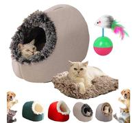 Winter Warm Pet Cave Bed, 2026 Upgraded Cat Cave Bed with Removable Cushion and Non-Slip Base, Soft Warm Cat House Indoor for Cats, Kittens, Puppy Dog (Gray, L)