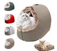 Winter Warm Pet Cave Bed, Semi-Enclosed Cut Monster Cat Bed Cave, Winter Soft Cozy Portable Cat Sleeping Caves Beds, Long Hair for Warmth, with Handl (Brown,M)