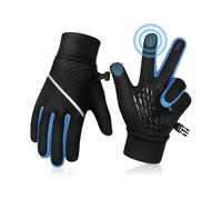 Winter Warm Running Kids Gloves - Cold Weather Thermal Bike Snow Ski Sports Mittens Aged 4-12 Boys Girls Blue/Black L(10-12 years)