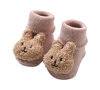 Winter Warm Sock Shoes Baby Girls Thick Plush Slippers Socks Toddler Girls Fleece First Walking Shoes with Soft Rubber Sole Prewalker Little Boys Anti Slip Cotton Line Slipper