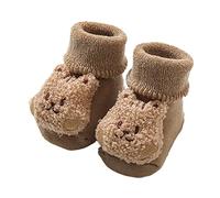 Winter Warm Sock Shoes Baby Girls Thick Plush Slippers Socks Toddler Girls Fleece First Walking Shoes with Soft Rubber Sole Prewalker Little Boys Anti Slip Cotton Line Slipper