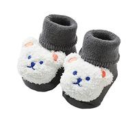 Winter Warm Sock Shoes Baby Girls Thick Plush Slippers Socks Toddler Girls Fleece First Walking Shoes with Soft Rubber Sole Prewalker Little Boys Anti Slip Cotton Line Slipper