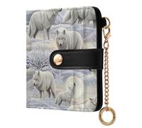 Winter White Wolves - Cartera de piel sintética para mujer, con bloqueo RFID, cierre magnético