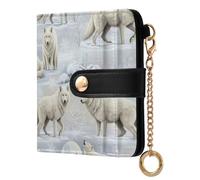 Winter White Wolves - Cartera de piel sintética para mujer, con bloqueo RFID, cierre magnético