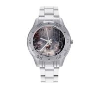 Winter Wildlife - Reloj analógico de cuarzo para hombre, diseño de ciervo y alce