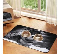 Winter Wolf's Blue Eyes,Waterproof Pet Feeding Mat,PU Leather Placemats for Cat Dog Water Bowl,Food Mats,40x60cm