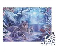 Winter Wolves Pack Rompecabezas 1000 Piezas Adultos - Fantasy Forest Scene - Acertijos Inteligentes Juego Difícil Papel Regalo Hombre 70x50cm/1000pcs