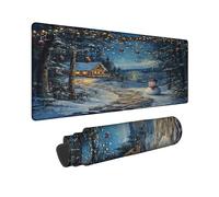Winter Wonderland - Alfombrilla de mouse grande con borde cosido, diseño de paisaje nevado azul, alfombrilla de mouse de goma antideslizante lavable para computadora doméstica y oficina, laptop de 12