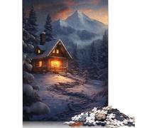 Winter Wonderland Cabin Puzzles Imposible,desafío for Adults Entretenimiento Creativo 1000 Piezas Obra De Arte De Juego De para Adultos Y Niños A Partir De 12 Años 500pcs (52x38cm)
