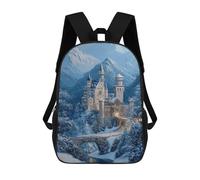 Winter Wonderland Castle Scene Mochilas Impresas En 3D Para Niños 17inch Mochilas De Moda Informales Para El Día A Día, Bolsas De Viaje, Mochilas Informales Para Exteriores Para Niños Y Niñas