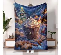 Winter Wonderland - Manta de cacao caliente multicolor, acogedora manta decorativa de Navidad, manta de franela suave para sofá, cama, todas las estaciones, 40 x 50 pulgadas