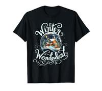 Winter Wonderland Snow Glob Night House Disfraz de Feliz Navidad Camiseta gráfica económica