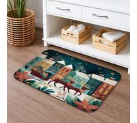 Winter Wonderland - Tapete de baño de secado rápido, diseño de trineo de renos, absorbente, antideslizante, acogedora, de franela, lavable, para decoración de baño, 50 x 81 cm