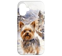 Winter Wonderland Yorkie Acuarela Perro de Invierno Carcasa para iPhone 16